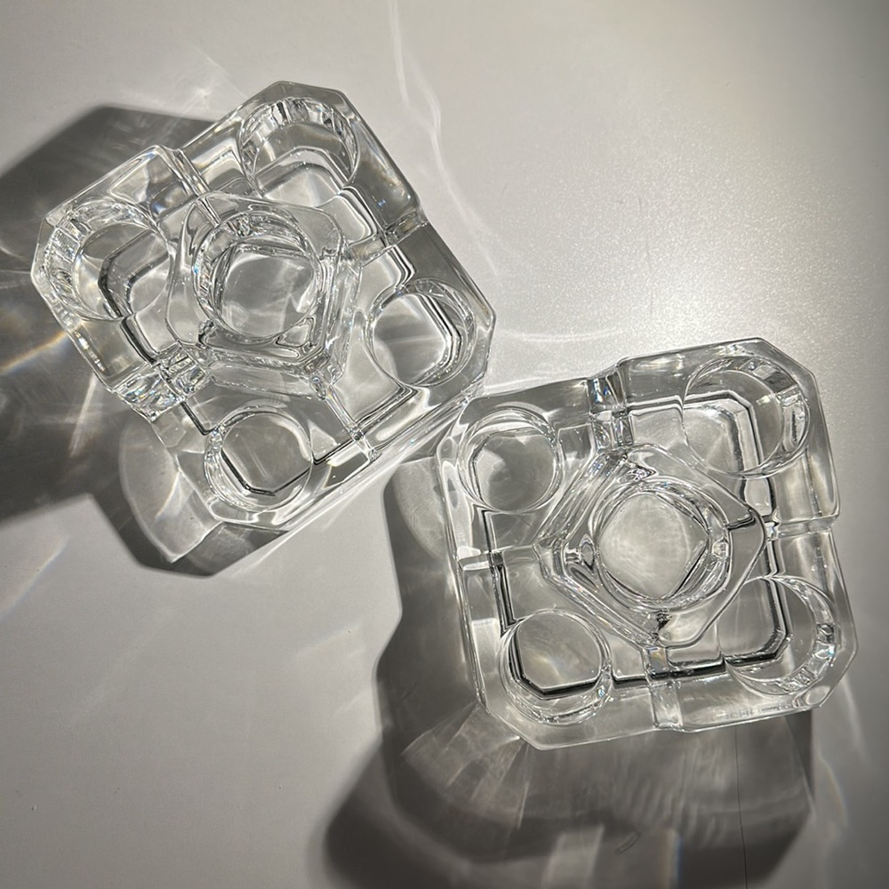 Vintage Crystal Glass Tea light Castle Block Set of 2 —-RETIRED ITEM—- - Picture 10 of 12